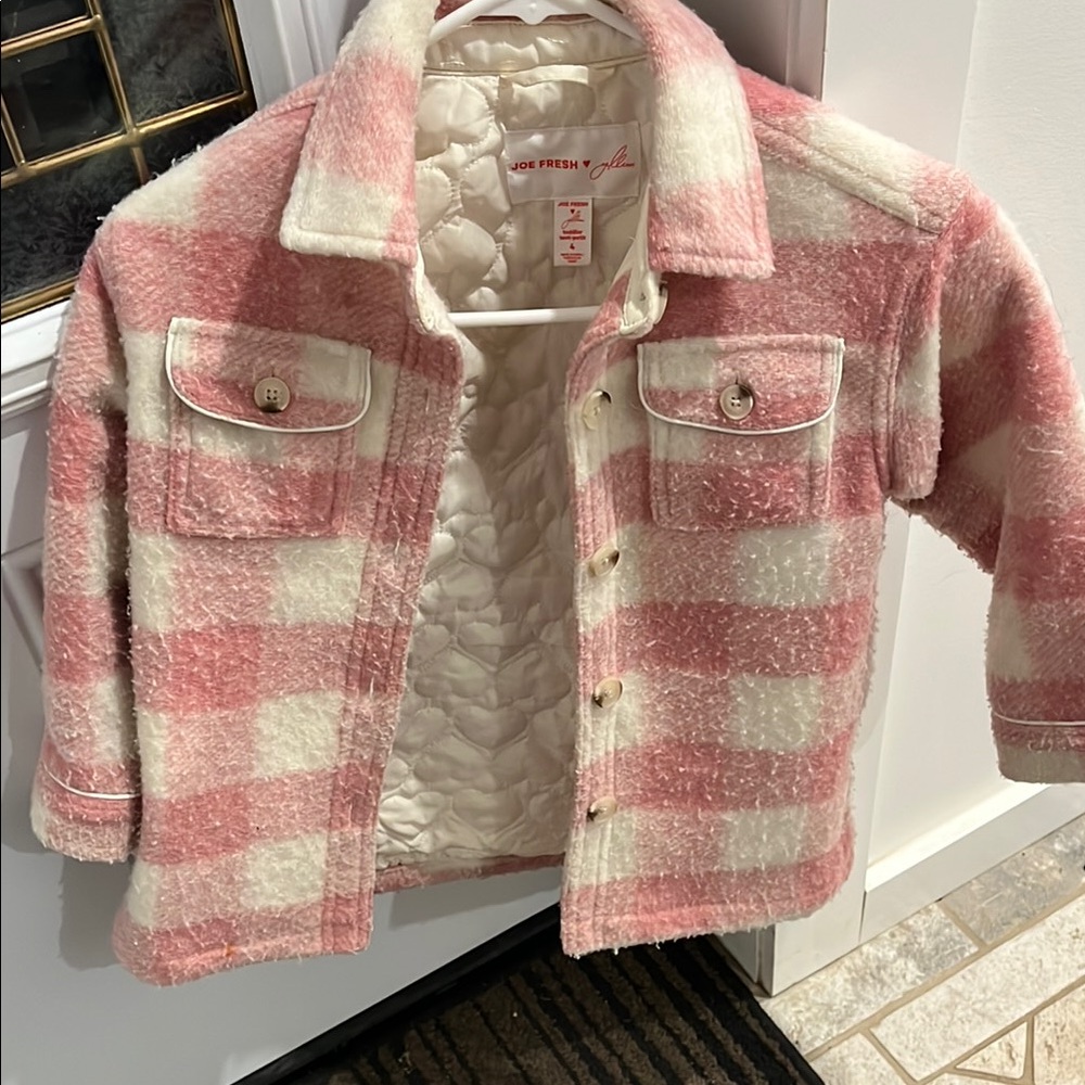 Jillian Harris X Joe Fresh Pink and Cream Checkered Jacket